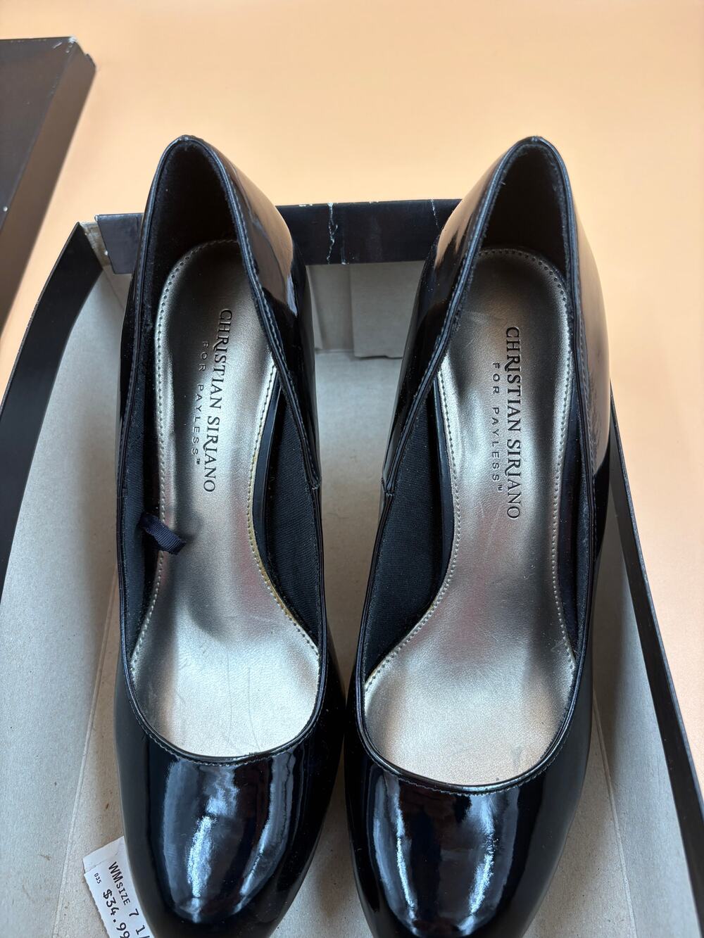 Christian Siriano for Payless Black Patent Leather Pointed Toe Pumps Size 7.5